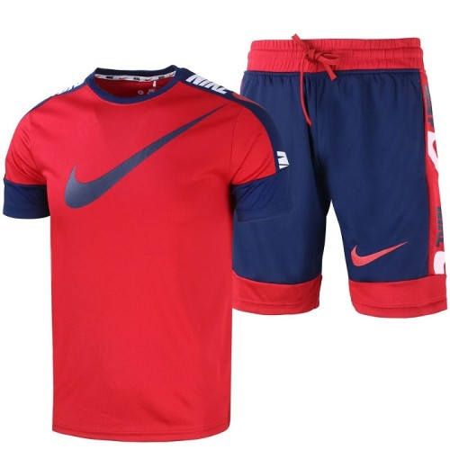 Swoosh Men's Sport Dri-Fit Shorts & T-Shirt 2 Pc Set-red