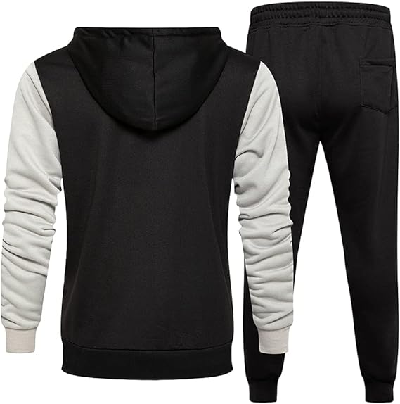 Men's Hooded Athletic Tracksuit Casual 2 Pieces Suits Color Block Hoodies and Sweatpants Set 2024