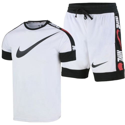 Swoosh Men's Sport Dri-Fit Shorts & T Shirt 2 Pc Set-white