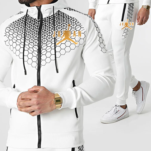 2024 plus cashmere men's electronic honeycomb spring and autumn sports suit